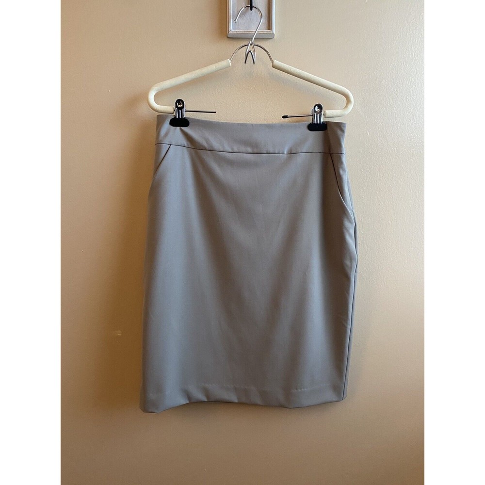 NWT Eileen Fisher Women’s Polished Twill Stone Taupe Lined Pencil Skirt Sz 8
